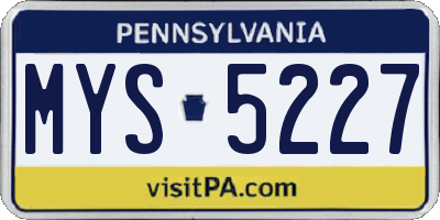 PA license plate MYS5227