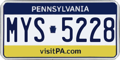 PA license plate MYS5228