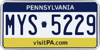 PA license plate MYS5229