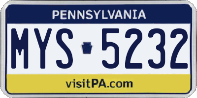 PA license plate MYS5232