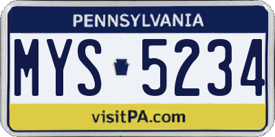 PA license plate MYS5234