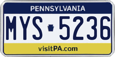 PA license plate MYS5236