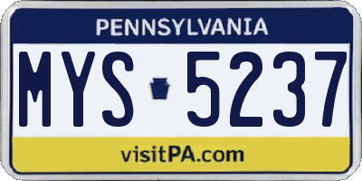PA license plate MYS5237