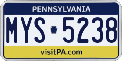 PA license plate MYS5238