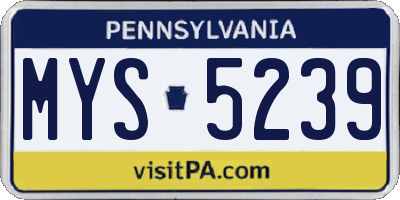 PA license plate MYS5239