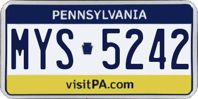 PA license plate MYS5242