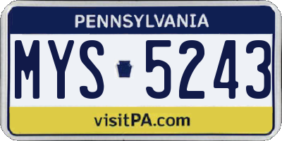 PA license plate MYS5243