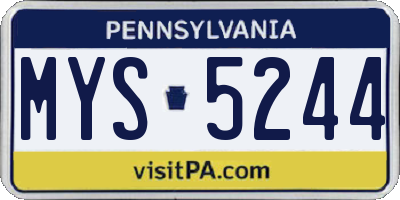 PA license plate MYS5244
