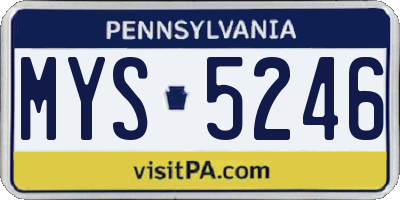 PA license plate MYS5246