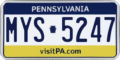 PA license plate MYS5247