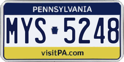 PA license plate MYS5248