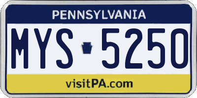 PA license plate MYS5250