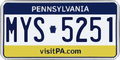 PA license plate MYS5251