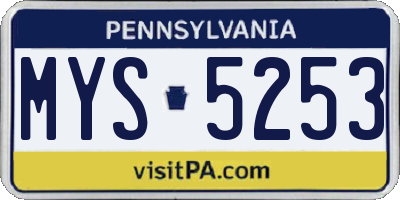 PA license plate MYS5253