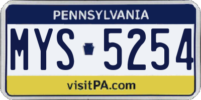 PA license plate MYS5254
