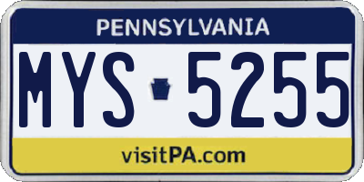 PA license plate MYS5255