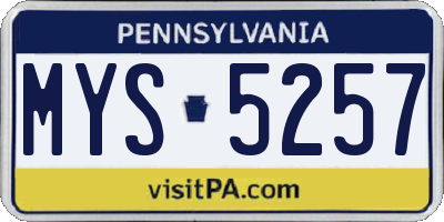 PA license plate MYS5257