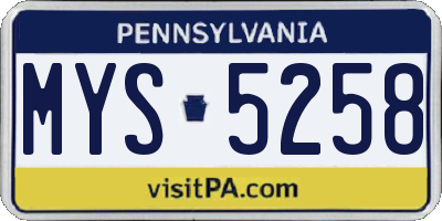 PA license plate MYS5258