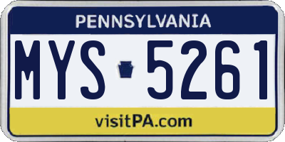 PA license plate MYS5261