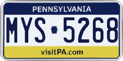 PA license plate MYS5268