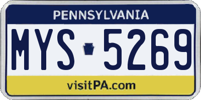 PA license plate MYS5269