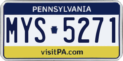 PA license plate MYS5271