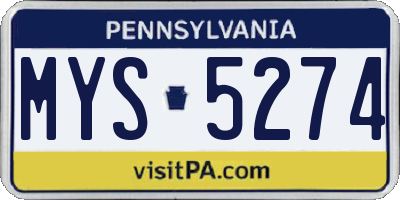 PA license plate MYS5274