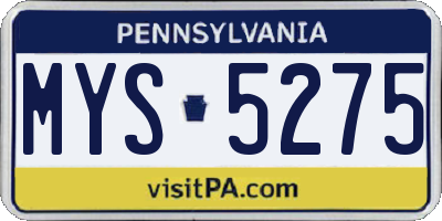 PA license plate MYS5275
