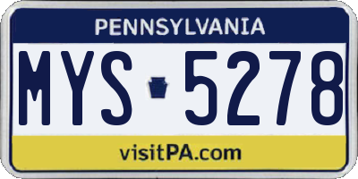 PA license plate MYS5278