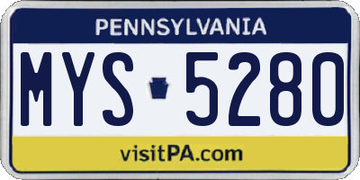 PA license plate MYS5280