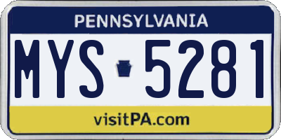 PA license plate MYS5281