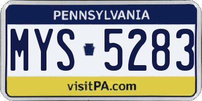 PA license plate MYS5283
