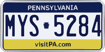 PA license plate MYS5284