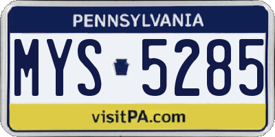 PA license plate MYS5285