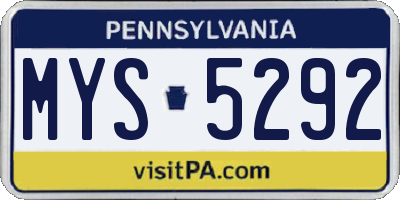 PA license plate MYS5292