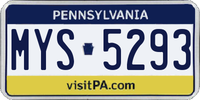 PA license plate MYS5293
