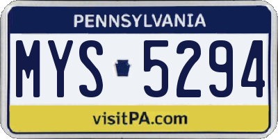 PA license plate MYS5294