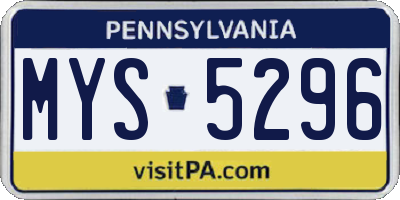 PA license plate MYS5296