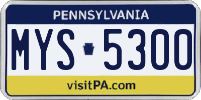 PA license plate MYS5300
