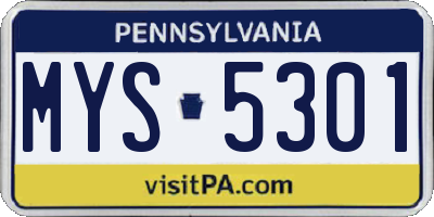 PA license plate MYS5301