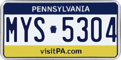 PA license plate MYS5304