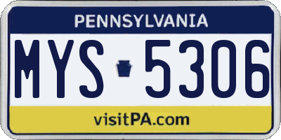 PA license plate MYS5306