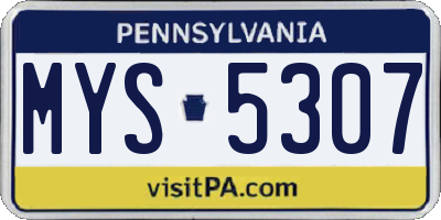PA license plate MYS5307