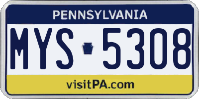 PA license plate MYS5308