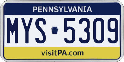 PA license plate MYS5309