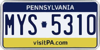 PA license plate MYS5310