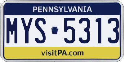 PA license plate MYS5313