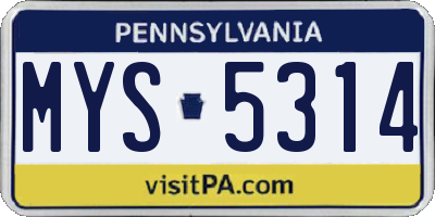 PA license plate MYS5314