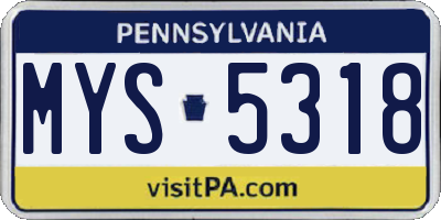 PA license plate MYS5318