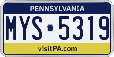 PA license plate MYS5319